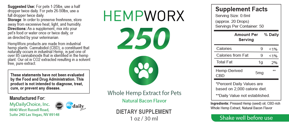 HempWorx Suggested Serving Size