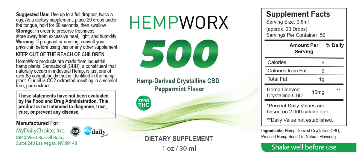 HempWorx 500mg Serving Size