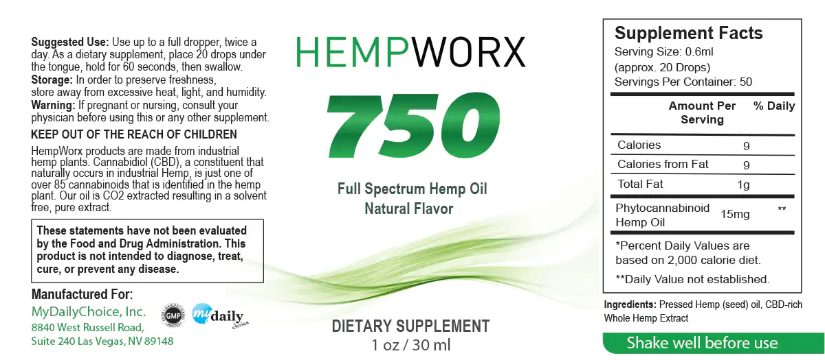 HempWorx Natural Serving Size