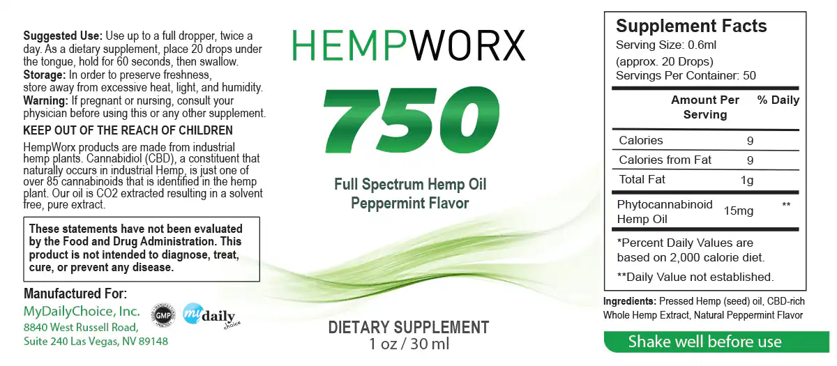 HempWorx 750mg Serving Size