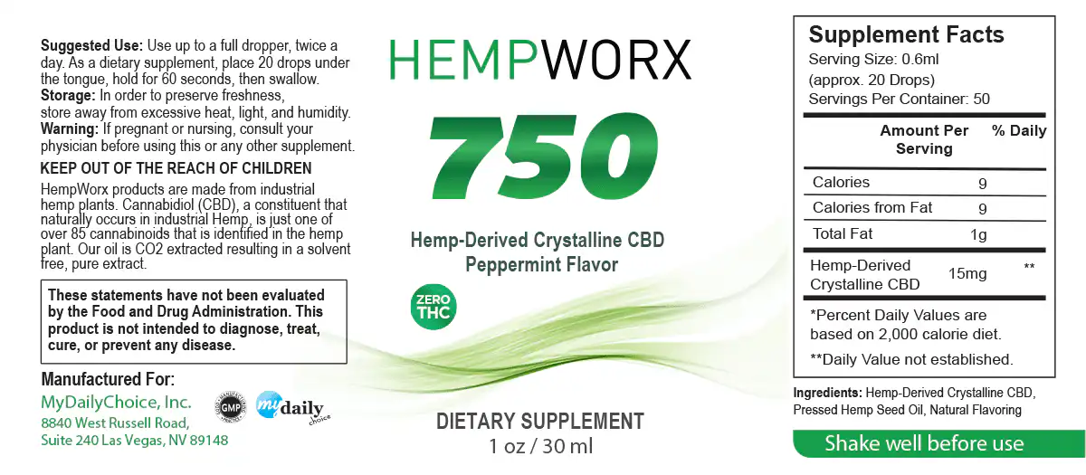 HempWorx Zero THC Serving Size