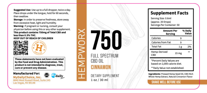 750mg HempWorx Full Spectrum Label Ingredients Cinnamon, hempworx 750 cost