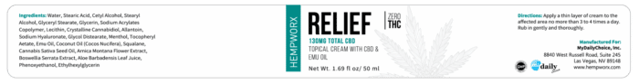 HempWorx Relief 30ml label ingredients