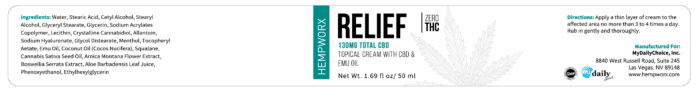 HempWorx Relief 50ml label ingredients