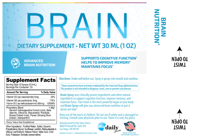Brain Spray Label, DailySprays, MyDailychoice, Daily Spray