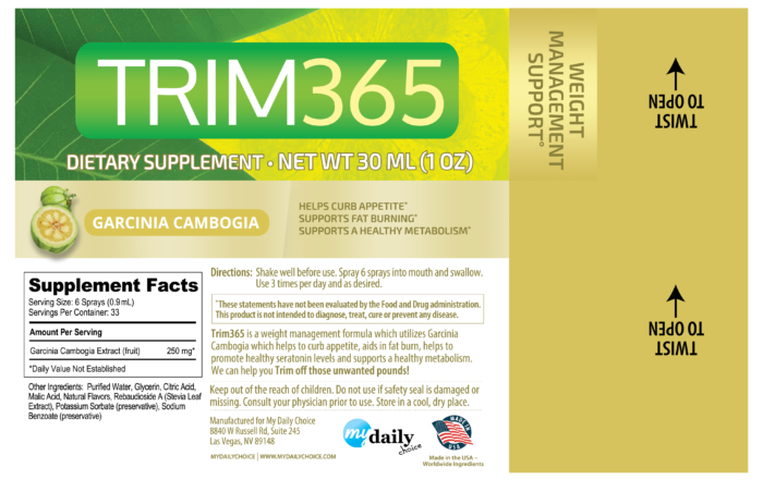 Trim 365 Ingredient Label