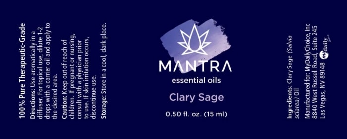 Mantra Clary Sage Product Label