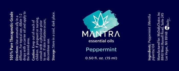 Mantra peppermint product label