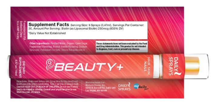 Beauty + Daily Spray Ingredient Label