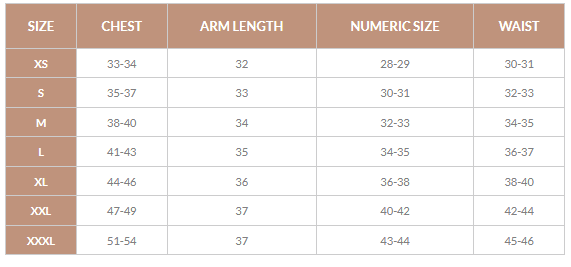 Men's Size Chart Hemp Momma Clothing