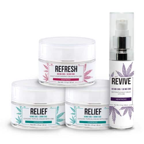 Hempworx Topical 4 pack, Relief Cream, Refresh Cream, Revive CBD Cream