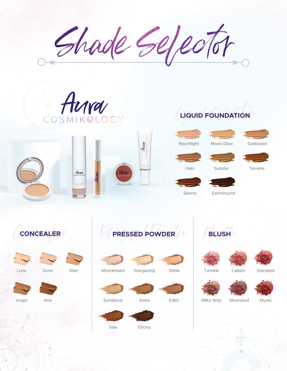 Cosmikology Makeup Bundle Shade Chart
