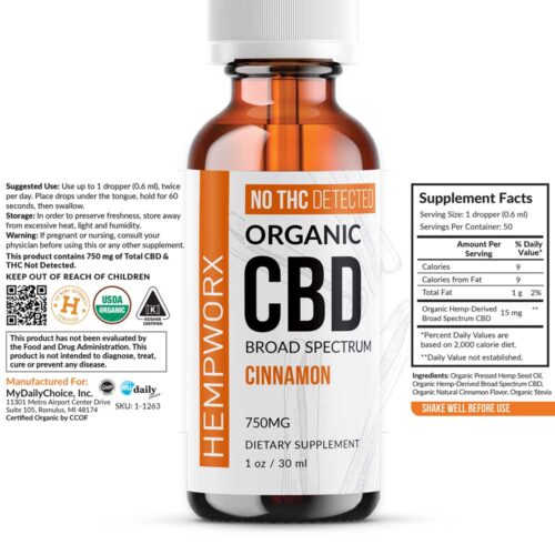 HempWorx Cinnamon Broad Spectrum Oil Label