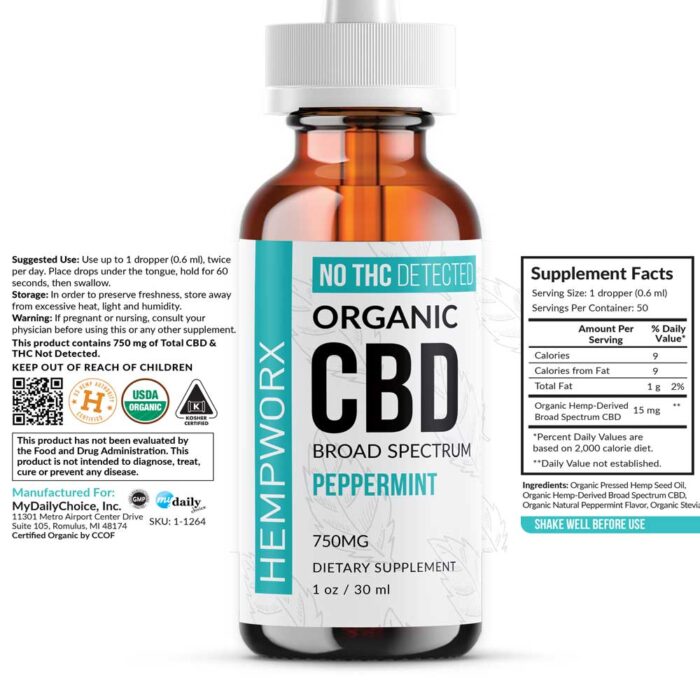 HempWorx 750 Peppermint Broad Spectrum CBD Oil - Image 2