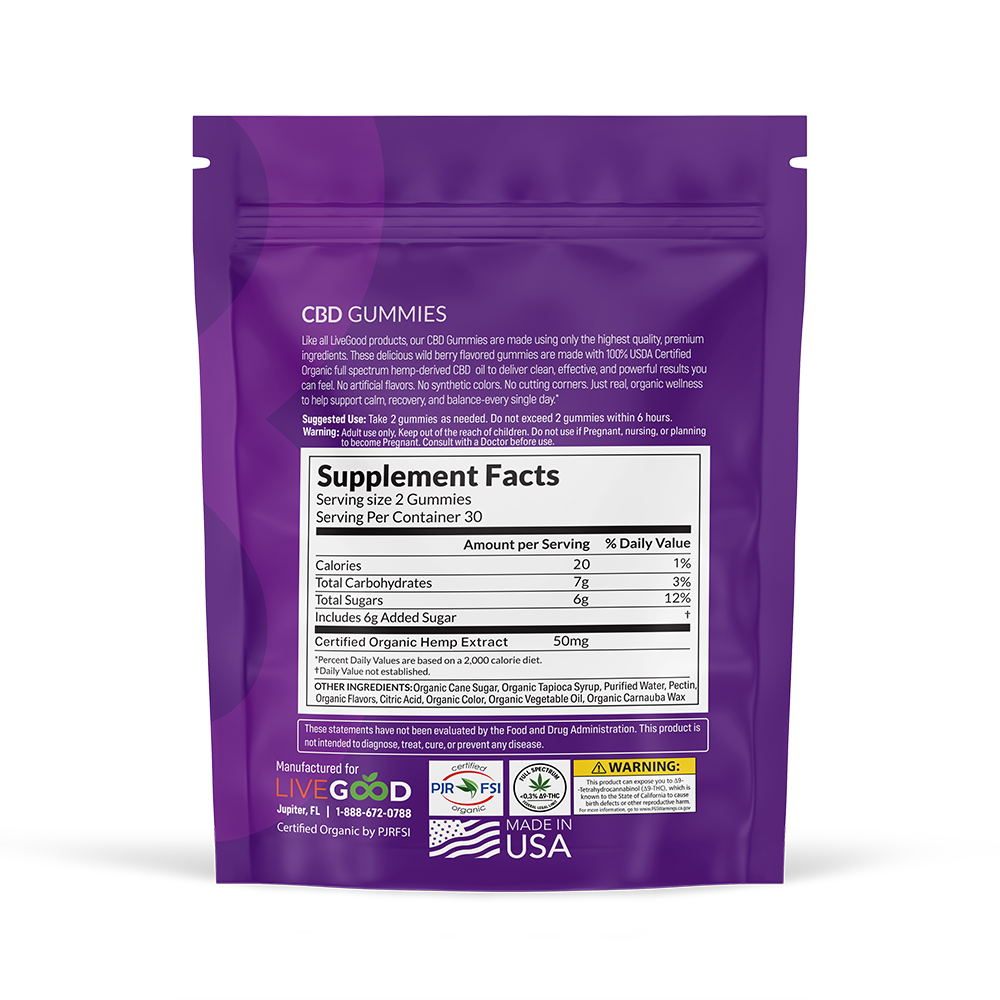 LiveGood CBD Gummies Label