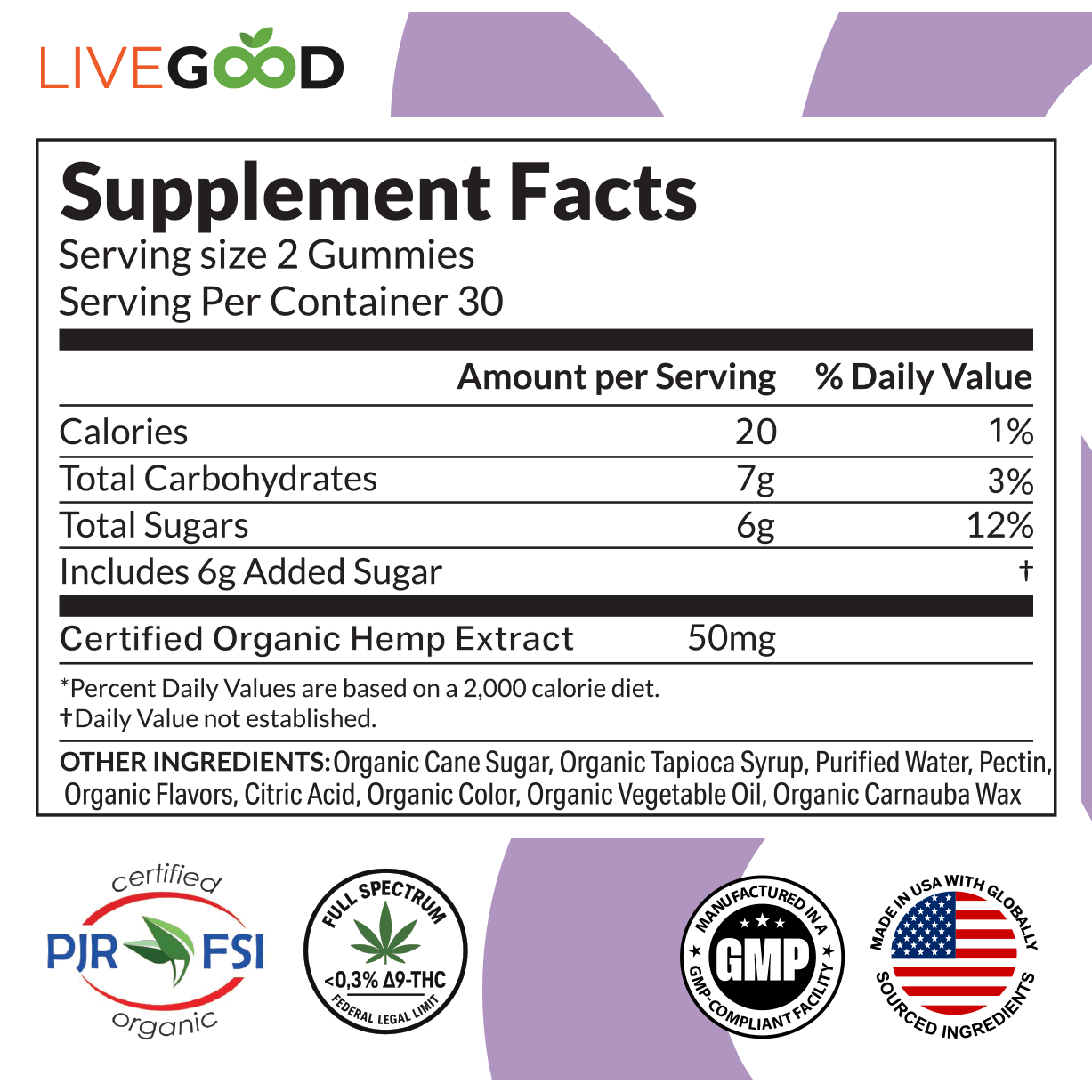 LiveGood CBD Gummies Ingredients
