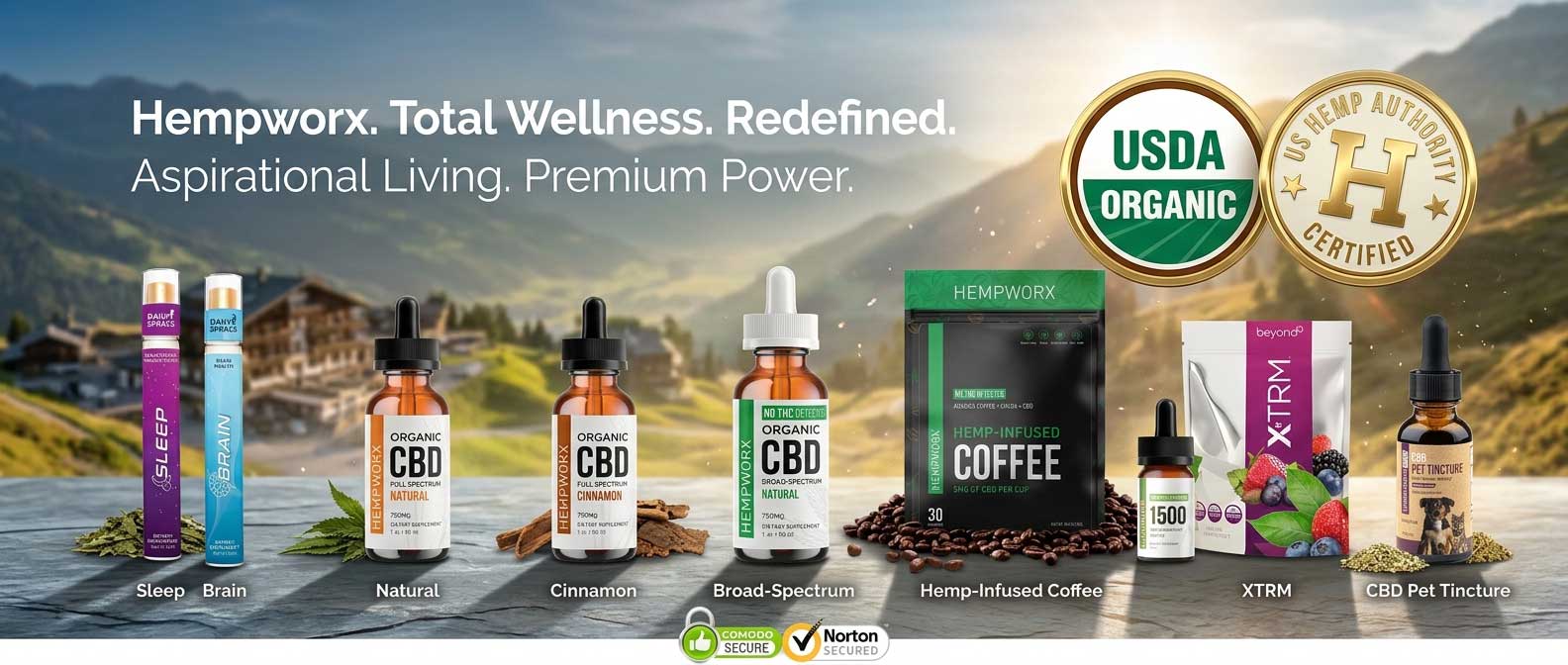 hempworx-review-products Hempworx products including CBD oil, mushroom elixirs and wellness formulas, hempworx review